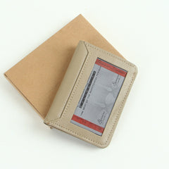 Genuine leather bifold slim credit card holder off white