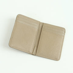 Genuine leather bifold slim credit card holder off white