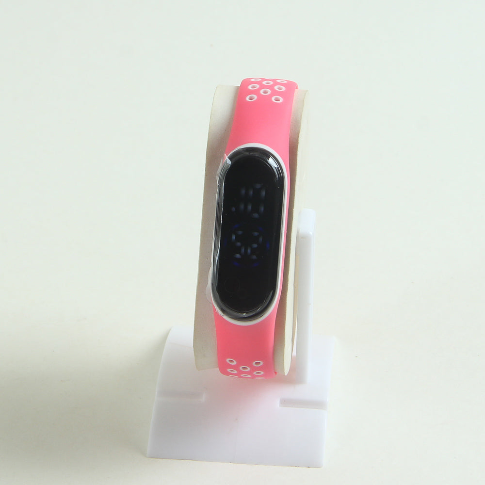 Kids LED wrist watch pink & white design