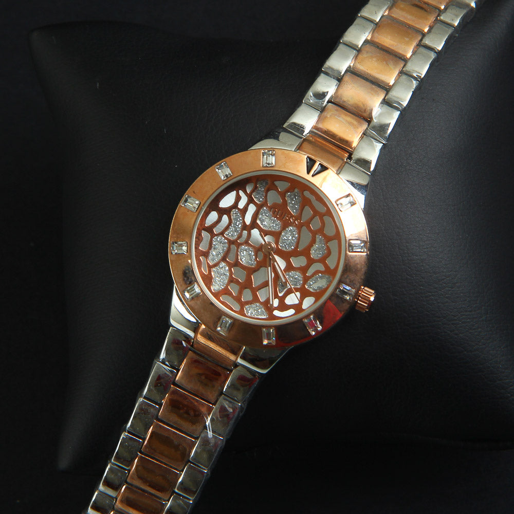 Two Tone Silver & Rosegold Womans Watch Pink Dial Base