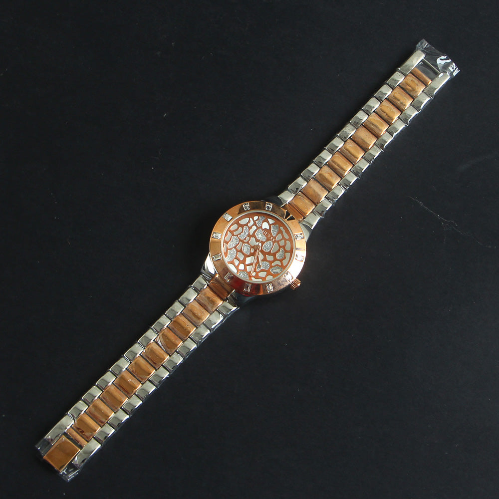 Two Tone Silver & Rosegold Womans Watch Pink Dial Base