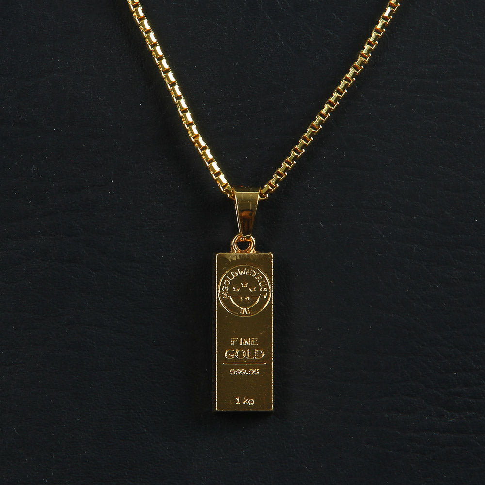 Mens Chain Locket Gold Bar Style