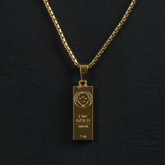 Mens Chain Locket Gold Bar Style