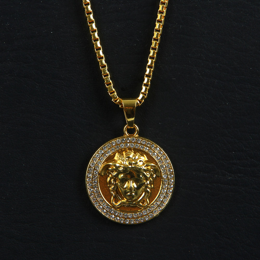 Mens Chain Locket Gold Lion Style Big