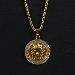 Mens Chain Locket Gold Lion Style Big