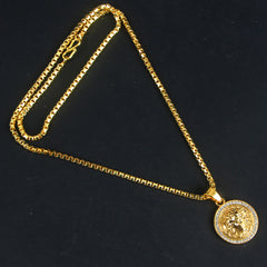 Mens Chain Locket Gold Lion Style Small