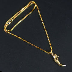 Mens Chain Locket Gold Tooth Style