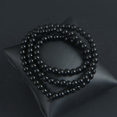 Black Beads Long Bracelet 4mm