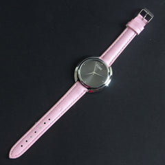 Women Wrist Watch Light Pink Strap Silver Dial
