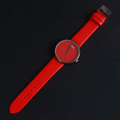 Red Strap Black Dial Wrist Watch For Men & Women