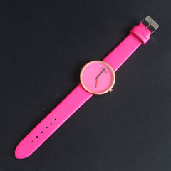 Pink Strap Rosegold Dial Wrist Watch For Men & Women