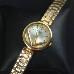 Women Chain Wrist Watch Golden White F