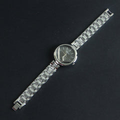 Women Chain Wrist Watch Silver Black F