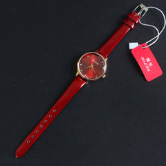 Red Strap Rosegold Dial Women Wrist Watch 2