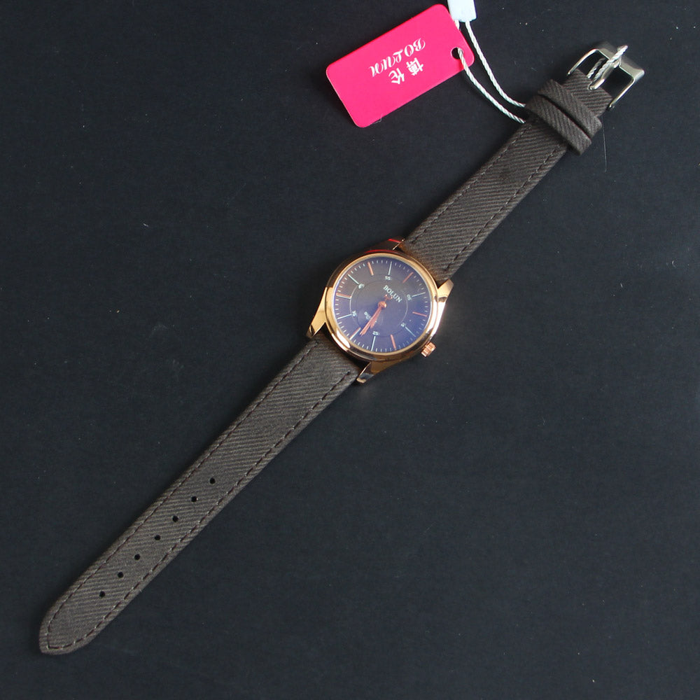 Grey Strap Rosegold Dial Women Wrist Watch