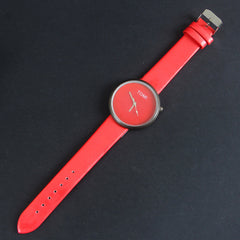 Red Strap Black Dial Wrist Watch