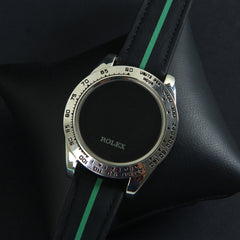 Men's LED Watch Silver Dial with Black & Green Straps