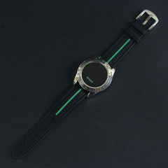 Men's LED Watch Silver Dial with Black & Green Straps