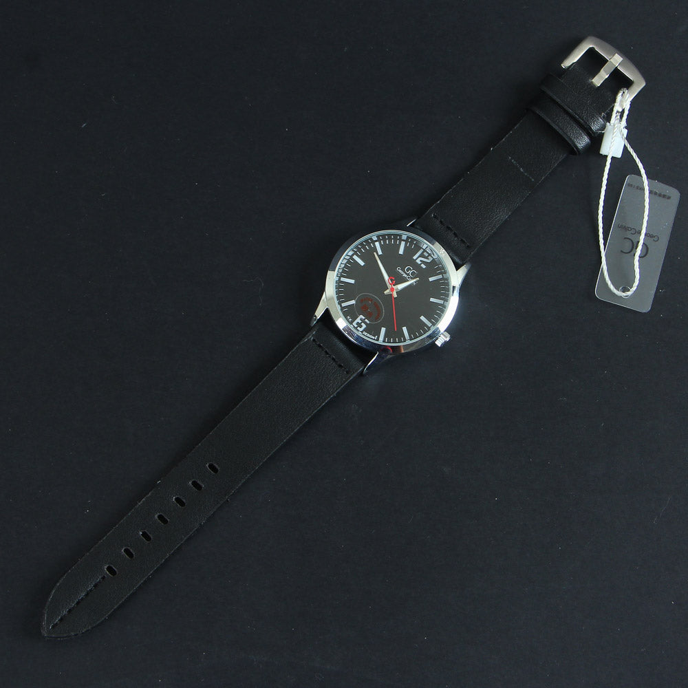 Mens GC Wrist Watch Black Strap with Silver Dial 1