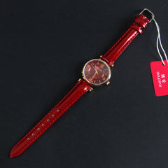 Red Strap Rosegold Dial Women Wrist Watch