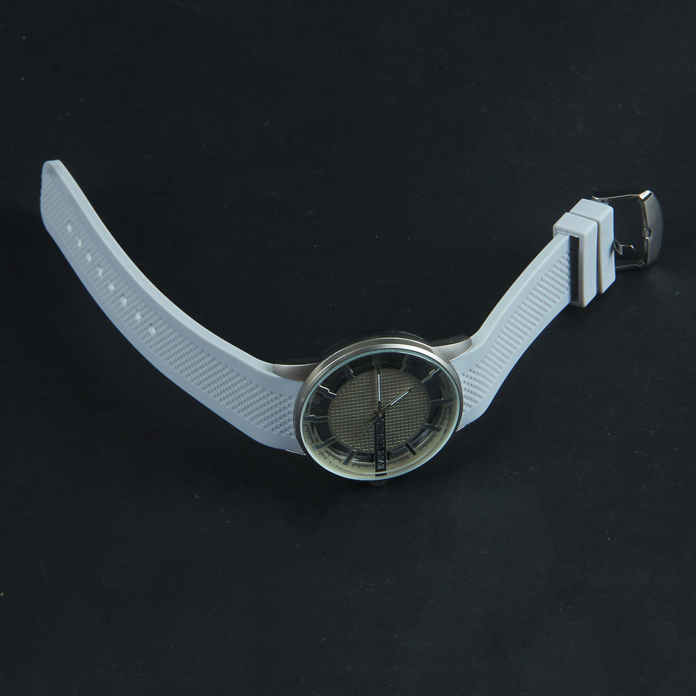 Mens Wrist Watch Grey Strap with Silver Dial