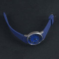 Mens Wrist Watch Blue Strap with Silver Dial 1