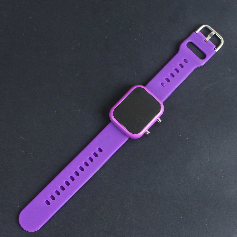 Purple Digital LED Wrist Watch Metal Case For Men & Women