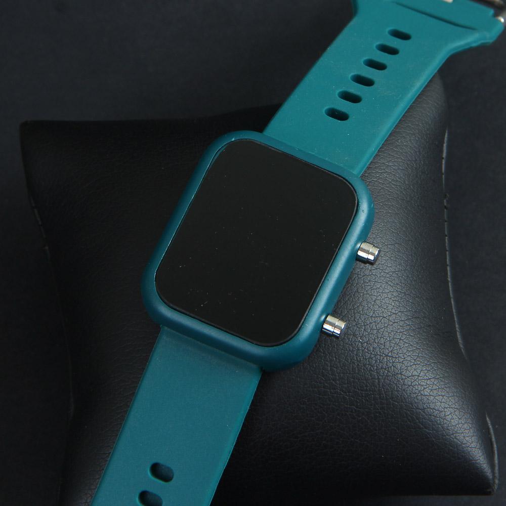 Green Digital LED Wrist Watch Metal Case For Men & Women