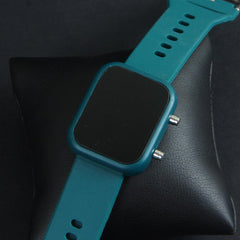 Green Digital LED Wrist Watch Metal Case For Men & Women