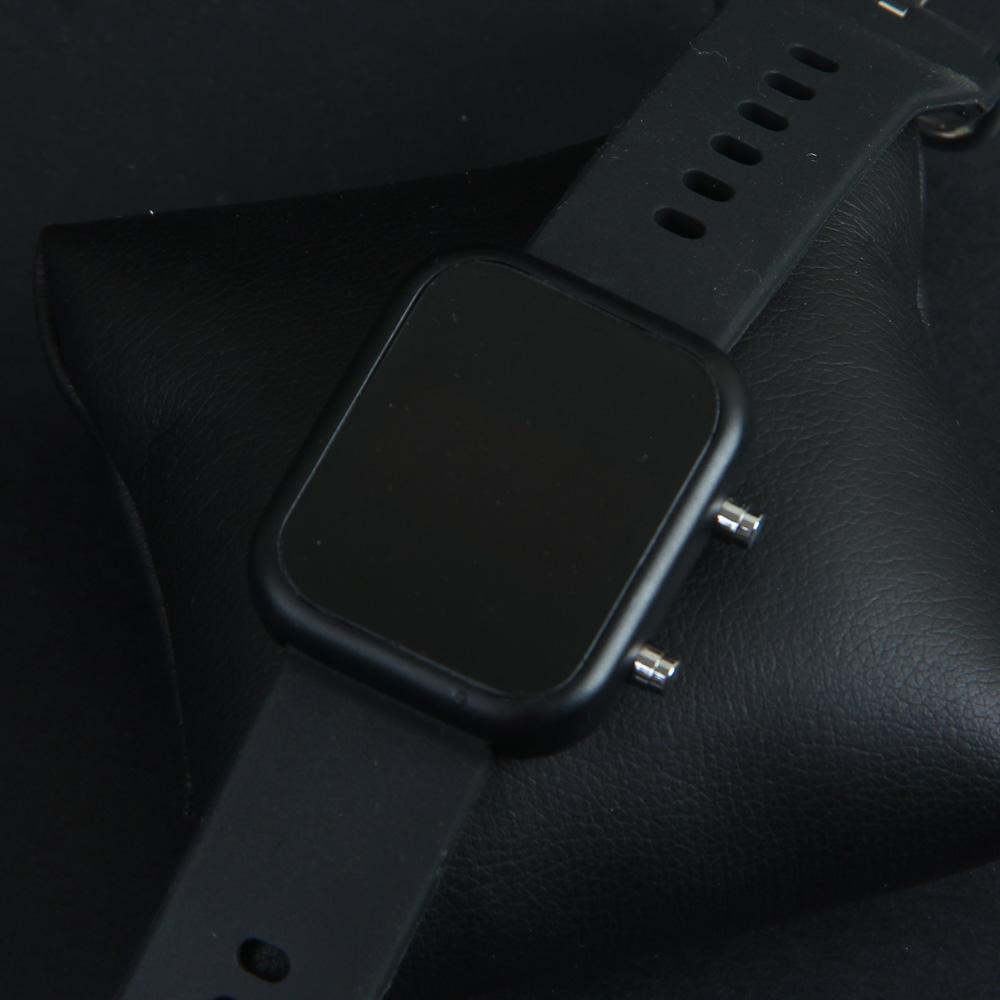 Black Digital LED Wrist Watch Metal Case For Men & Women