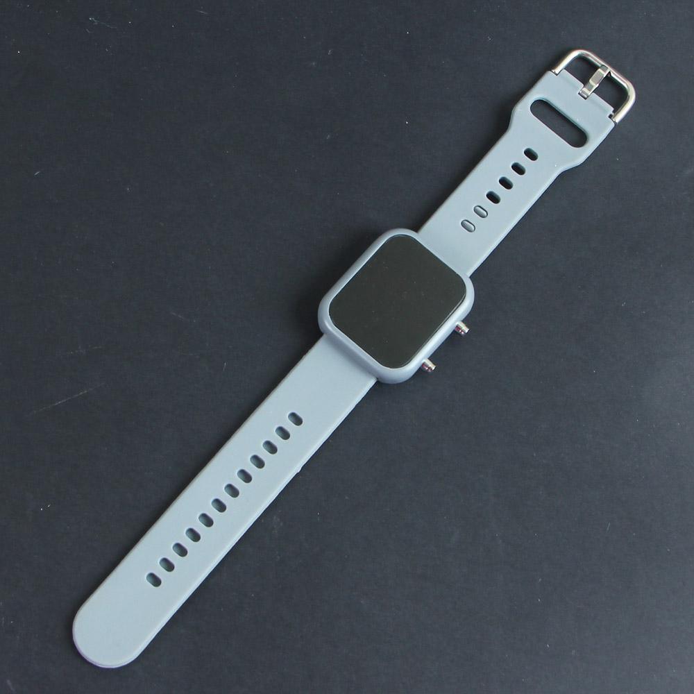 Grey Digital LED Wrist Watch Metal Case For Men & Women