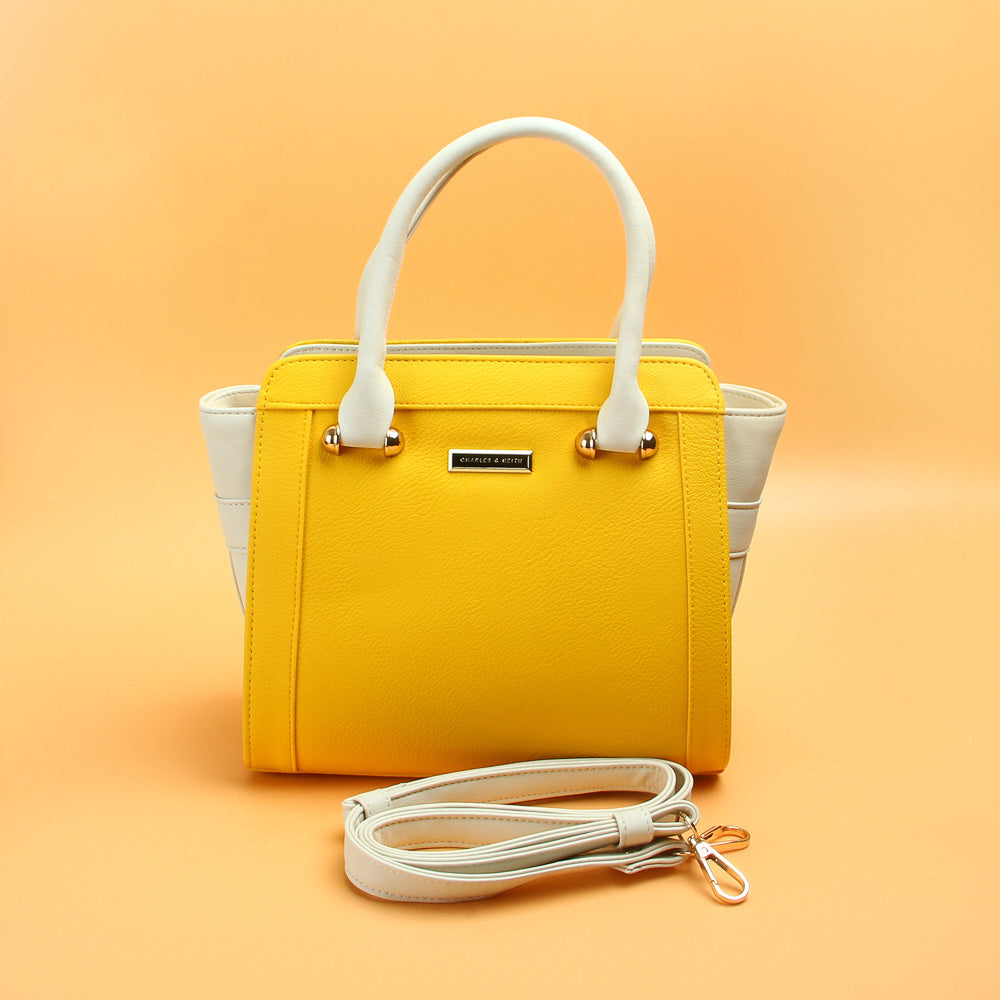 Ladies Handbag Yellow White