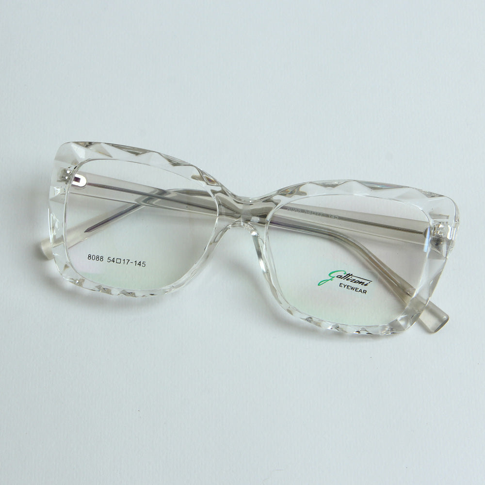 White Optical Frame with White Stripe