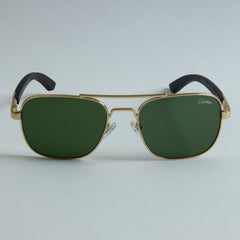 Golden Frame Sunglasses with Green Shade T8201