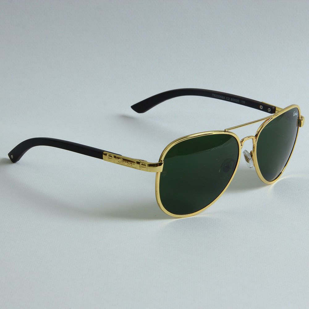 Golden Frame Sunglasses with Green Shade T82611