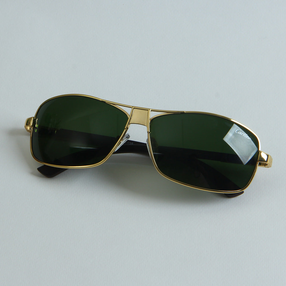 Golden Frame Sunglasses with Green Shade T82610
