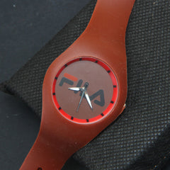 Brown Rubber Strap Fashion Dial FM209 Wrist Watch
