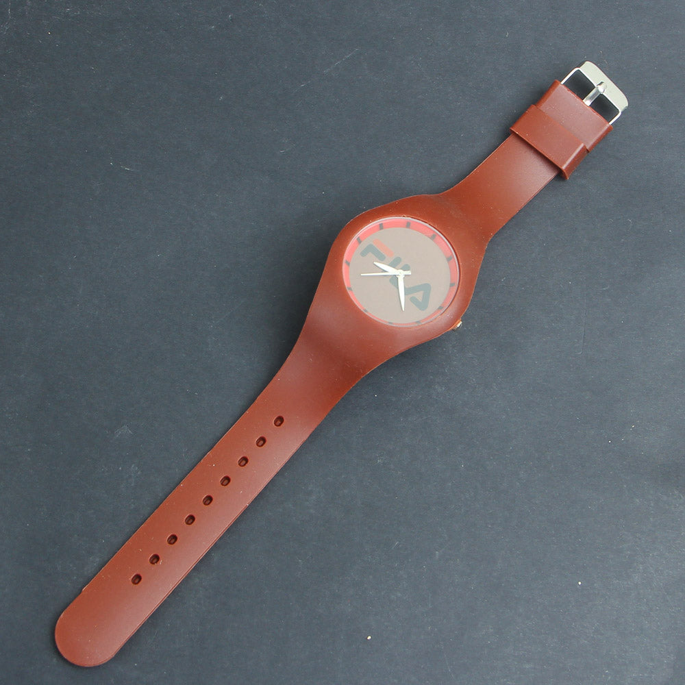 Brown Rubber Strap Fashion Dial FM209 Wrist Watch