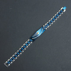 Mens Silver Blue Chain Bracelet