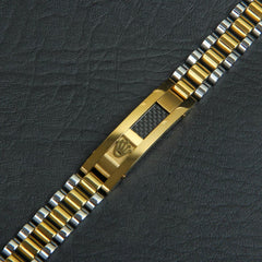 Two Tone Mens Silver Golden Chain Bracelet R