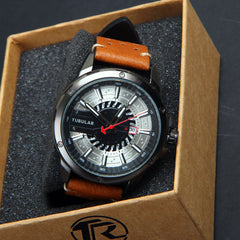 Mens Analog Wrist Watch With Date & Time Brown Straps