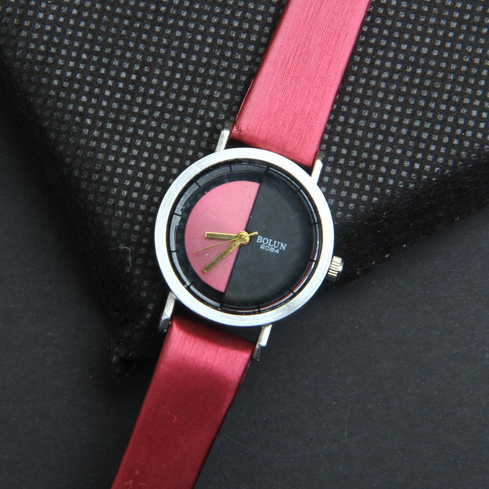 Womens Wrist Watch Silver Dial With Pink Straps
