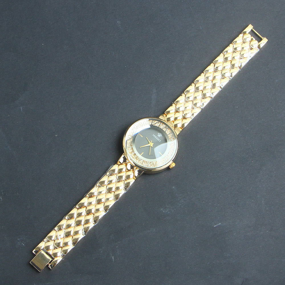 Women Chain Wrist Watch Golden Black
