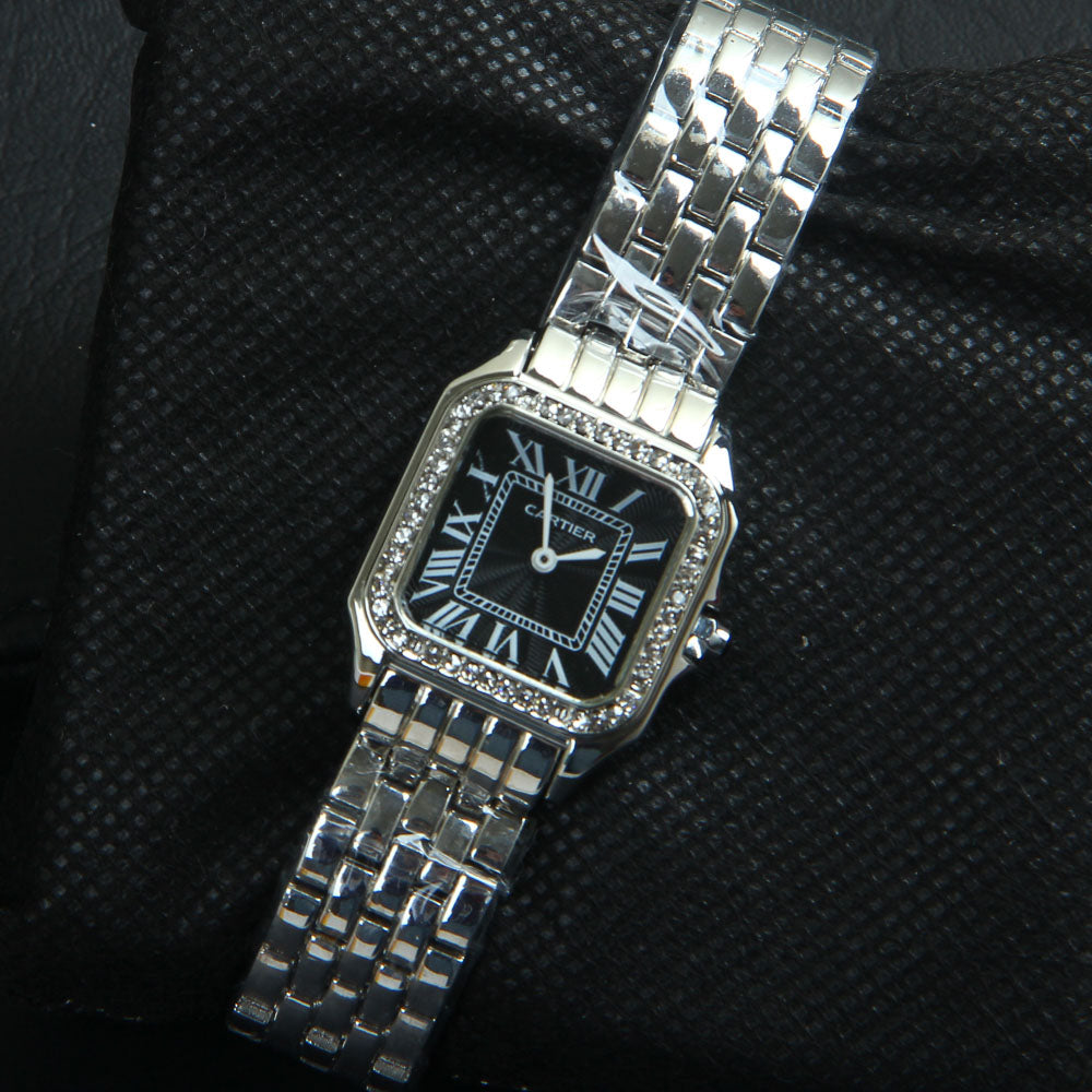 Women Chain Wrist Watch Square Shape Silver