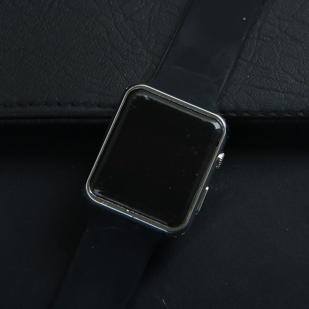 Digital LED Watch Printed Design Black Silver