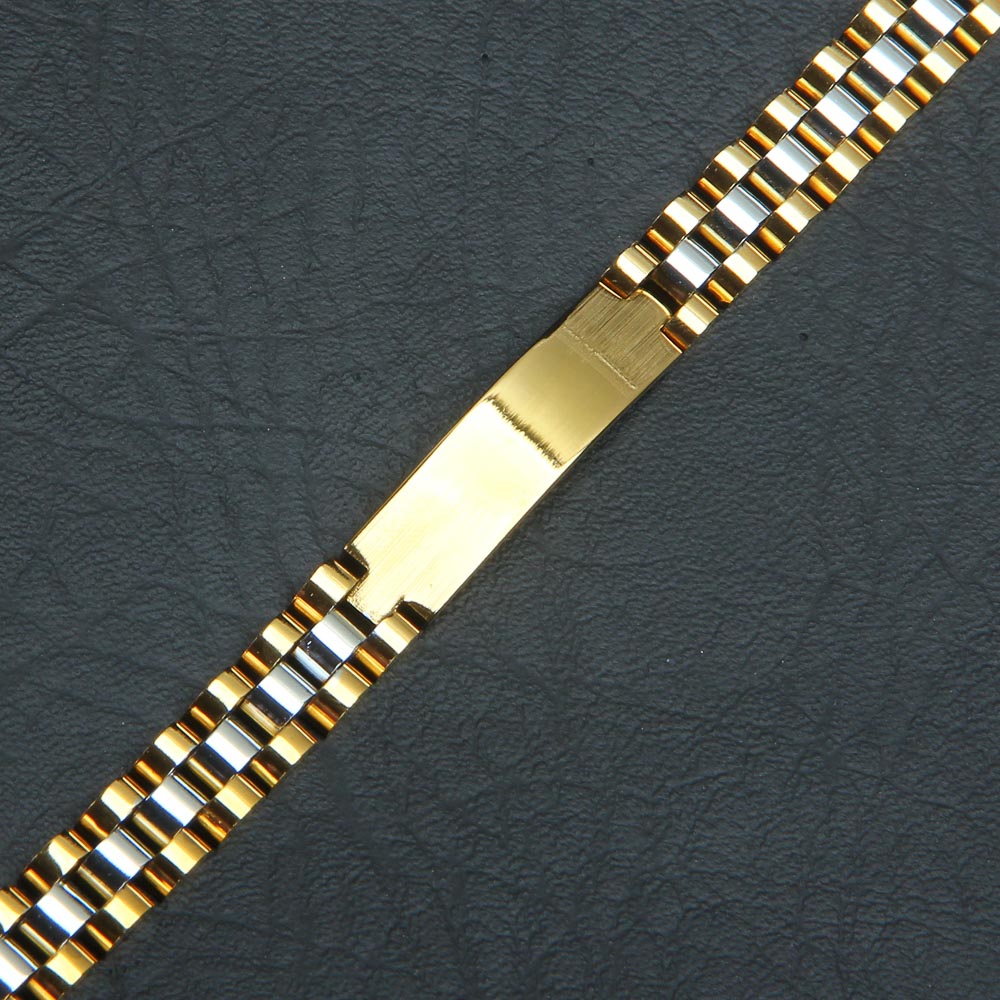 Mens Golden Silver Chain Bracelet 10mm