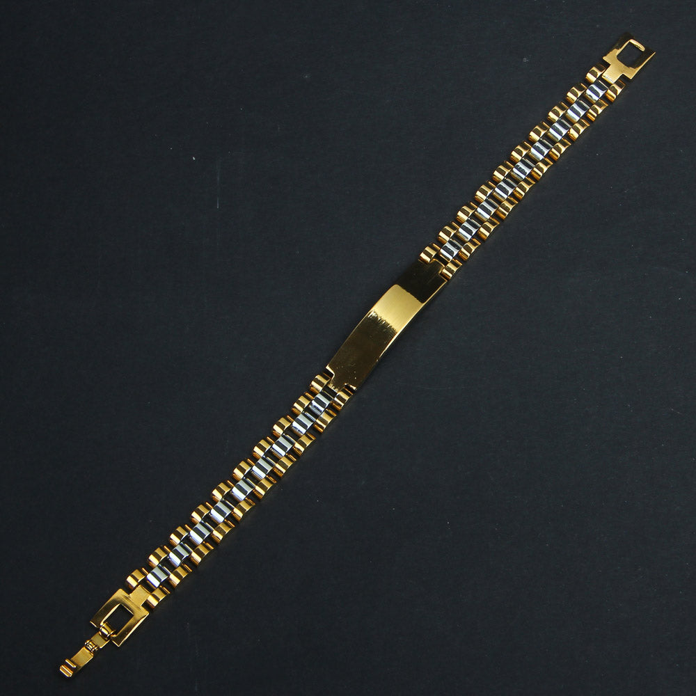 Mens Golden Silver Chain Bracelet 10mm