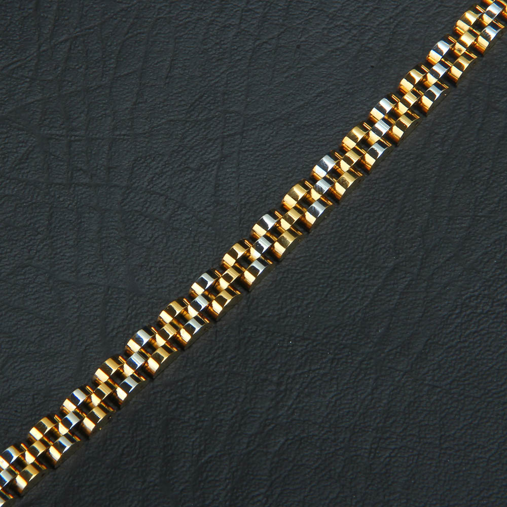 Two Tone Mens Golden Chain Bracelet 5mm