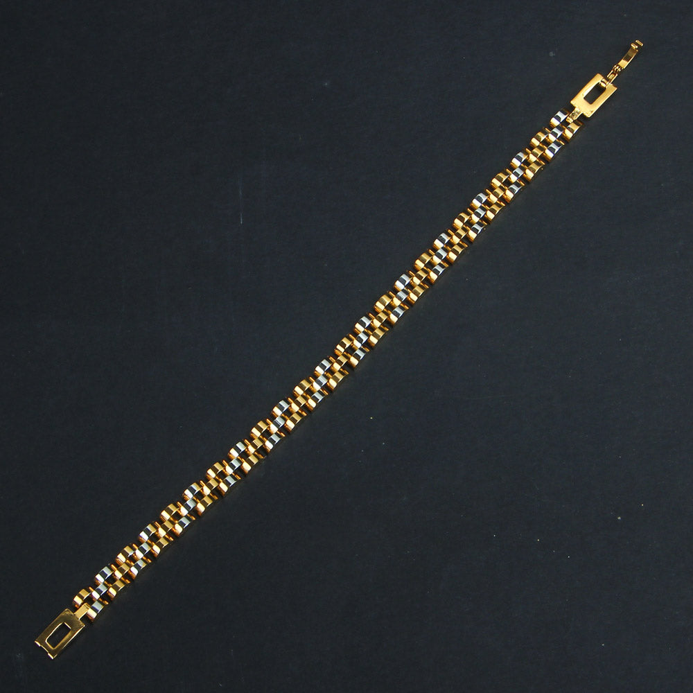 Two Tone Mens Golden Chain Bracelet 5mm