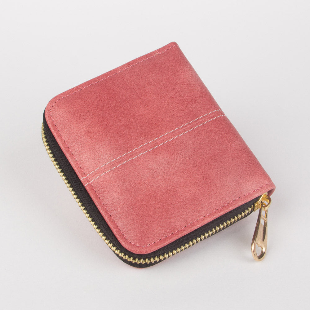 Women Red Leather Wallet Coin Holder